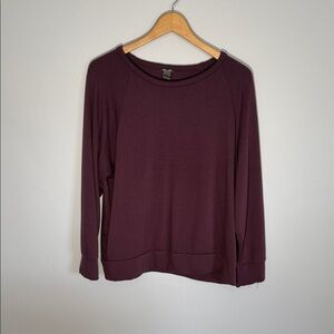 Eddie Bauer Eggplant Purple Crewneck Top XL Super Soft Long Sleeve